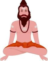 Flat Illustration Of Sadhu Doing Meditation In Floating lotus Pose. vector