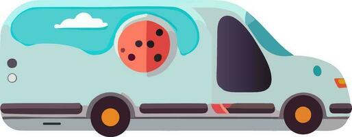 Isolated Van With Planet Icon In Flat Style. vector