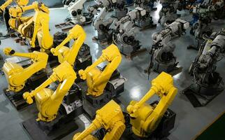 Robot warehouse, a place to store robotic arm to inspect, program and test before delivering to customers. photo