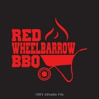 Red Wheelbarrow BBQ              BBQ time. Barbecue party. Vintage poster. vector