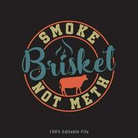 Smoke Brisket not Meth            BBQ time. Barbecue party. Vintage poster. vector