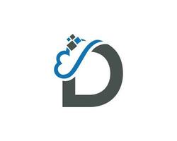 Cloud Letter D Flat Icon Technology Vector Template.