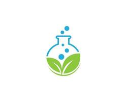 Creative Green Leaf Laboratory Logo Design. vector