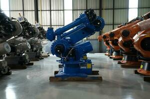 Robot warehouse, a place to store robotic arm to inspect, program and test before delivering to customers. photo