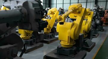 Robot warehouse, a place to store robotic arm to inspect, program and test before delivering to customers. photo