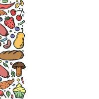 Drawn food background. Doodle food illustration with place for text vector