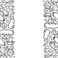 Drawn food background. Doodle food illustration with place for text vector