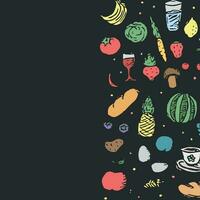 Drawn food background. Doodle food illustration with place for text vector