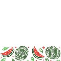 Watermelon background with place for text. Drawn watermelon illustration vector