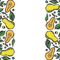 Pear background with place for text. Drawn pear illustration vector
