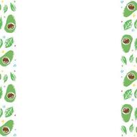 Avocado background with place for text. Drawn avocado illustration vector