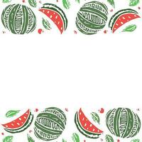 Watermelon background with place for text. Drawn watermelon illustration vector