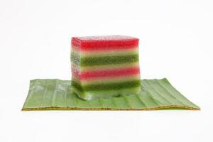 Kuih lapis colourful layer rice cake on white background photo