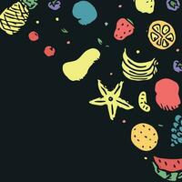 Drawn food background. Doodle food illustration with place for text vector