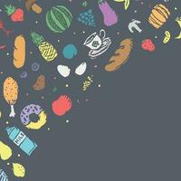 Drawn food background. Doodle food illustration with place for text vector