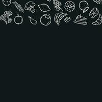 Drawn food background. Doodle food illustration with place for text vector