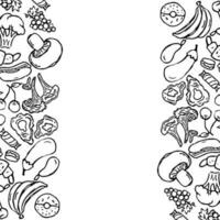 Drawn food background. Doodle food illustration with place for text vector