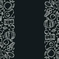Drawn food background. Doodle food illustration with place for text vector