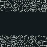 Drawn food background. Doodle food illustration with place for text vector