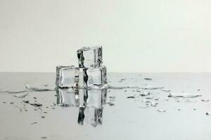 Ice Cube Cold freeze acrylic crystal on white background photo