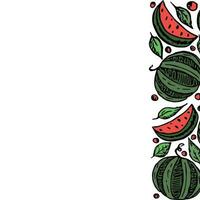 Watermelon background with place for text. Drawn watermelon illustration vector