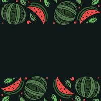 Watermelon background with place for text. Drawn watermelon illustration vector