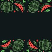 Watermelon background with place for text. Drawn watermelon illustration vector