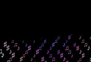 Dark Pink, Blue vector background with music symbols.