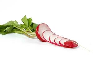 Small red radish on white background photo