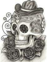 Sugar skull day of the dead. Hand drawing and make graphic vector. vector