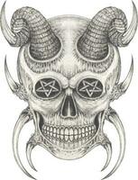 Surreal devil skull. Hand drawing and make graphic vector. vector