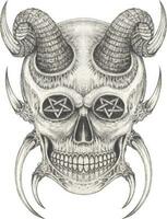 Surreal devil skull. Hand drawing and make graphic vector. vector