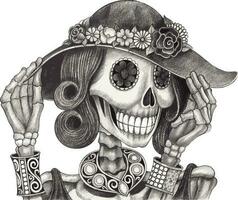 Fashion model skull.Hand drawing and make graphic vector. vector