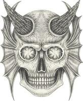 Surreal devil skull. Hand drawing and make graphic vector. vector