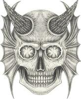 Surreal devil skull. Hand drawing and make graphic vector. vector