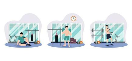 Workout Flat Bundle Design Illustration vector