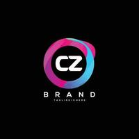 Initial letter CZ logo design with colorful style art vector