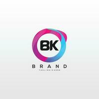 Initial letter BK logo design with colorful style art vector