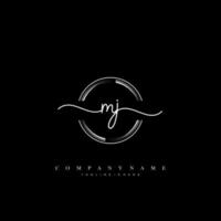 MJ Initial Letter handwriting logo hand drawn template vector art, logo for beauty, cosmetics, wedding, fashion and business