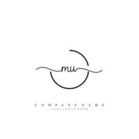 MU Initial Letter handwriting logo hand drawn template vector art, logo for beauty, cosmetics, wedding, fashion and business