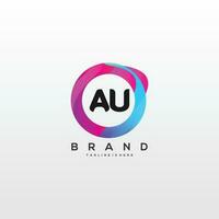 Initial letter AU logo design with colorful style art vector