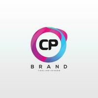 Initial letter CP logo design with colorful style art vector