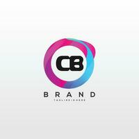 Initial letter CB logo design with colorful style art vector
