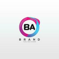 Initial letter BA logo design with colorful style art vector