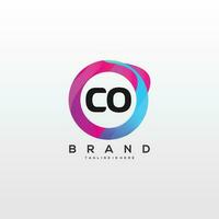 Initial letter CO logo design with colorful style art vector