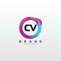 Initial letter CV logo design with colorful style art vector
