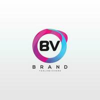 Initial letter BV logo design with colorful style art vector