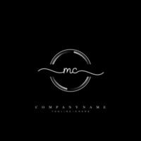 MC Initial Letter handwriting logo hand drawn template vector art, logo for beauty, cosmetics, wedding, fashion and business