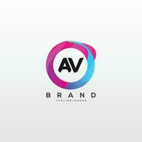 Initial letter AV logo design with colorful style art vector