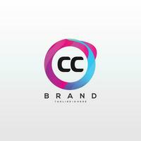 Initial letter CC logo design with colorful style art vector